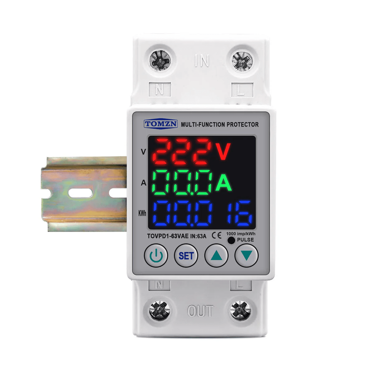 Tomzn 3rd Gen 3-in-1 Voltage Protector | Over & Under Voltage Protector with kWh Meter - Zam Zam Store