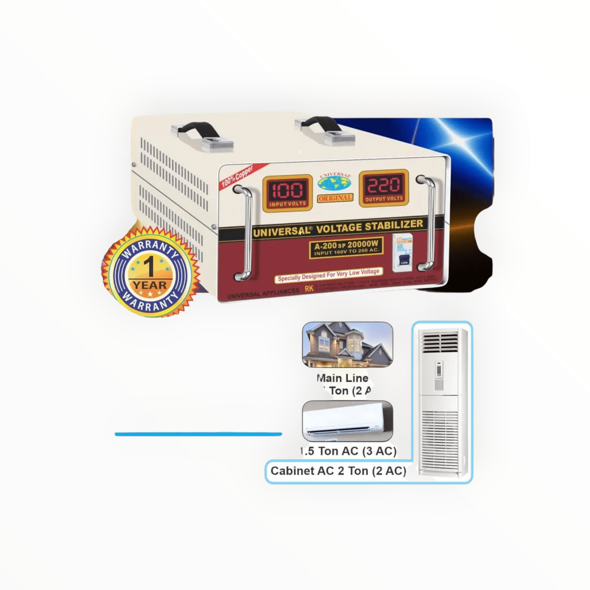 Universal Voltage Stabilzer 20000 watt - Zam Zam Store