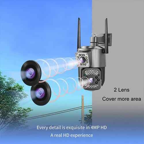 WiFi Dual Lens Outdoor PTZ Camera 2MP - Zam Zam Store