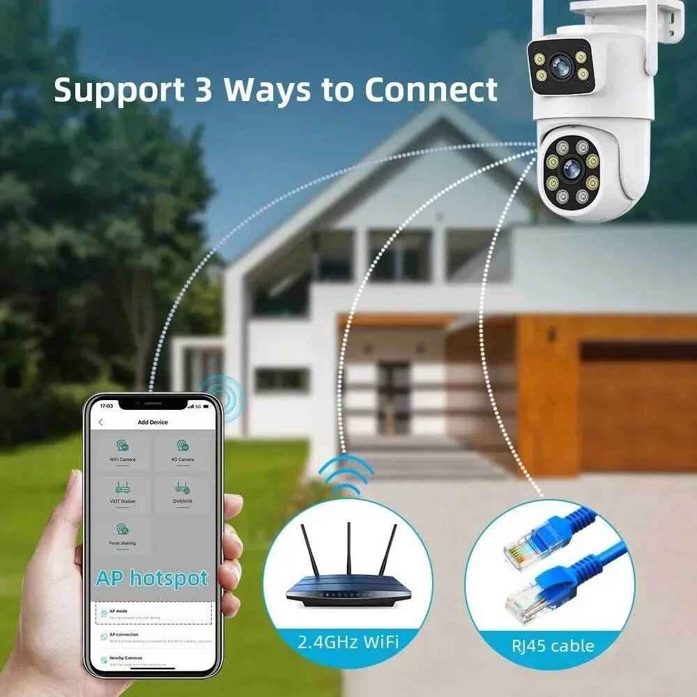 WiFi Dual Lens Outdoor PTZ Camera 2MP - Zam Zam Store
